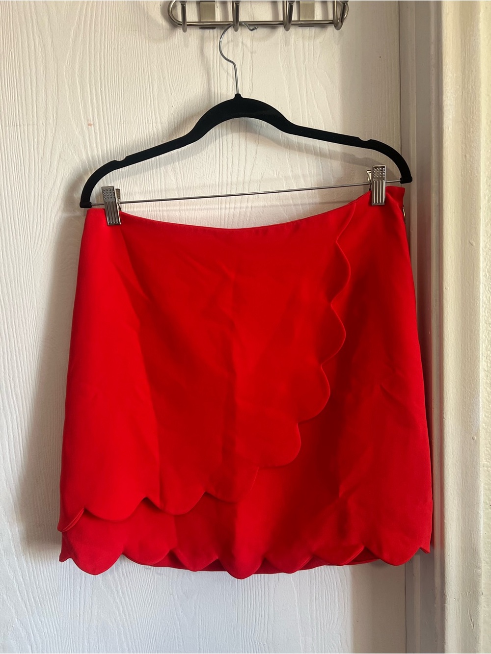 Draper James Solid Scalloped Faux Wrap Mini Skirt Vermillion Size 10